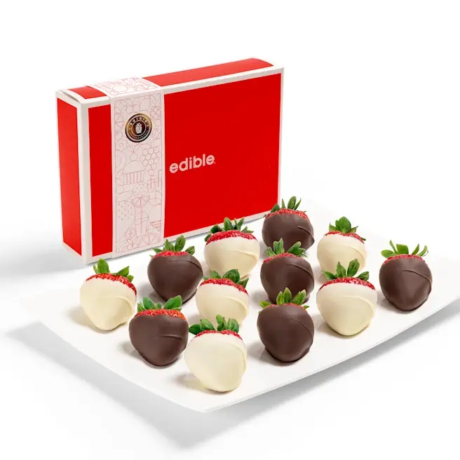 White and Semisweet Chocolate Strawberries Box